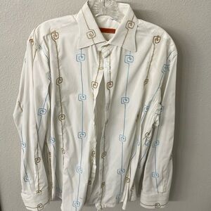 Italian cotton embroidered button down shirt